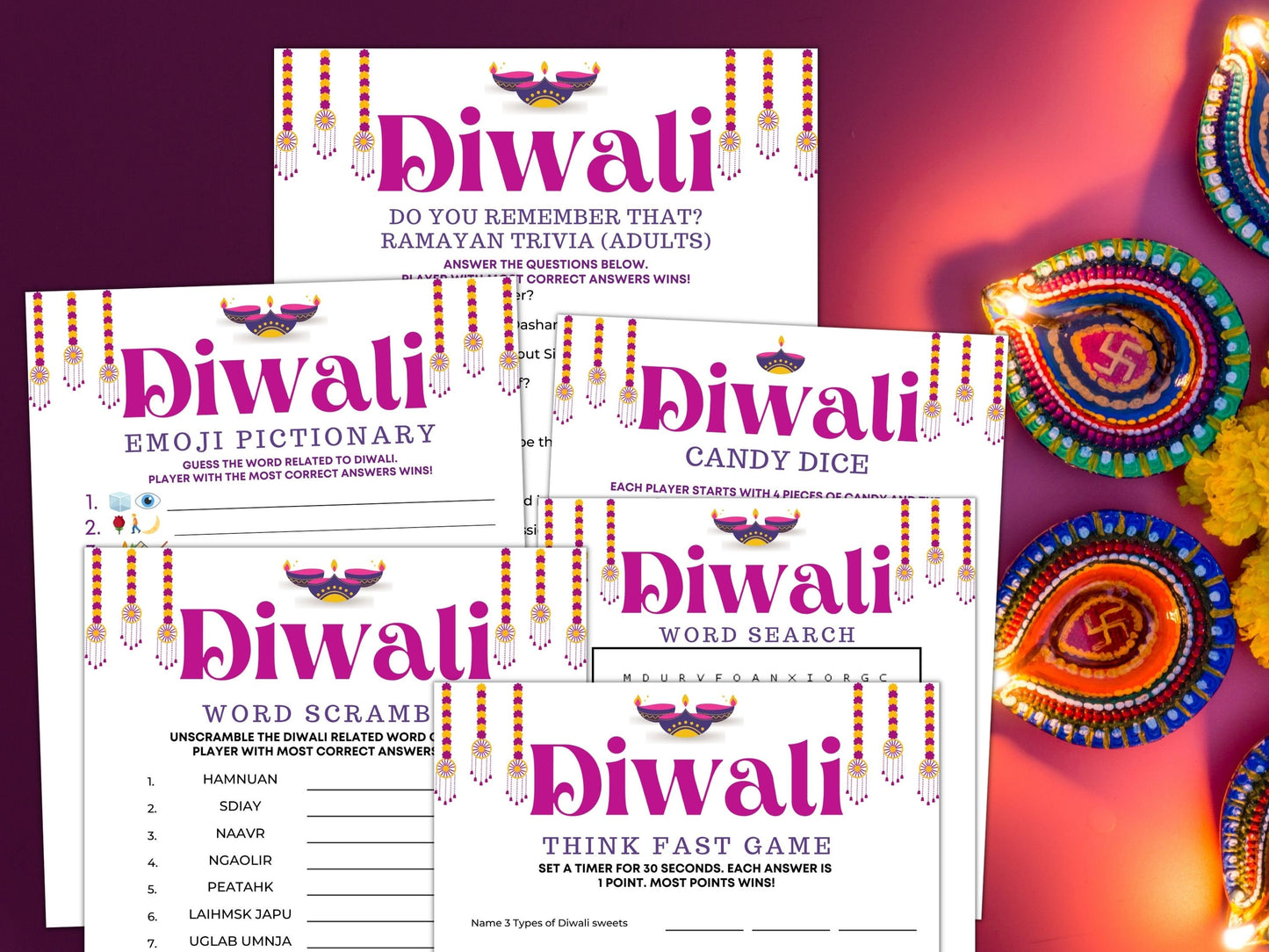 18 Printable Diwali Party Games Bundle