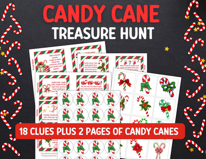 Candy Cane Hunt, Christmas Treasure Hunt, Candy Cane Scavenger Hunt Kids