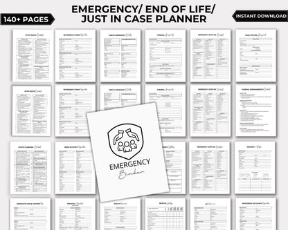 End of life planner, Just In case of emergency printable planner, Emergency binder