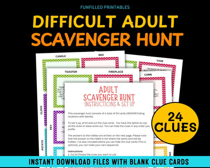 Adult Scavenger Hunt Clues, Tricky Riddles For Adults & Teens Treasure Hunt