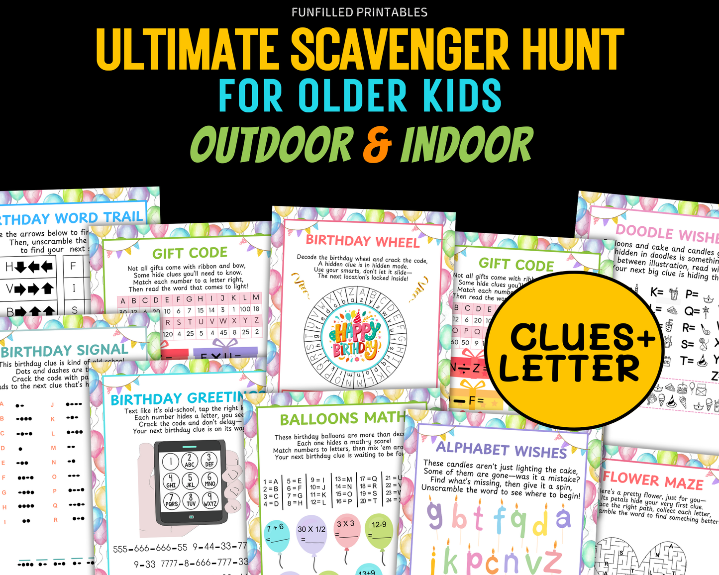 Birthday Scavenger Hunt For Teens Older Kids, Tween Teen Scavenger Hunt, Puzzles Treasure Hunt Clues, Indoor Outdoor Teenager Birthday Hunt